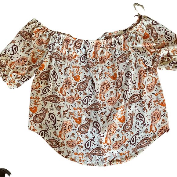 RUE21 PLUS BROWN & ORANGE PAISLEY DESIGN BLOUSE SIZES 3X AND 4X NWT - Picture 2 of 5
